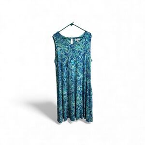 Susan Graver Paisley Midi Dress Size 1X Liquid Knit Resort Cruise Vacation 4604